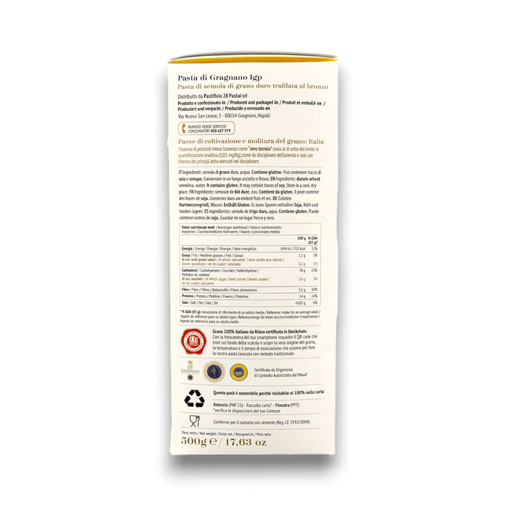 PENNE RIGATE DI GRAGNANO IGP - 500 g - Etichetta 1