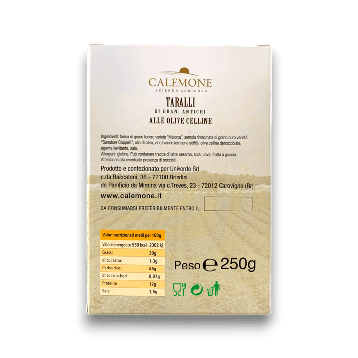 TARALLI ALLE OLIVE CELLINE - 250 g - Etichetta