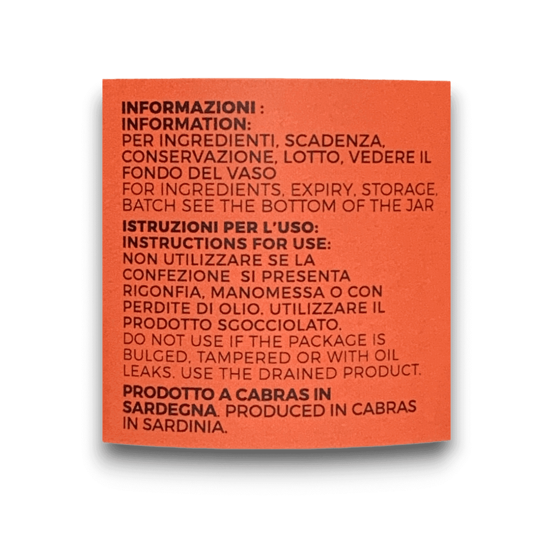 VENTRESCA DI TONNO ROSSO DI CORSA ALL'OLIO DI OLIVA - 220 g - Etichetta 2