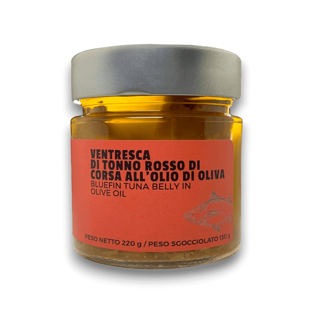VENTRESCA DI TONNO ROSSO DI CORSA ALL'OLIO DI OLIVA - 220 g - Vaso