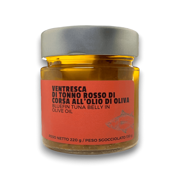 VENTRESCA DI TONNO ROSSO DI CORSA ALL'OLIO DI OLIVA - 220 g - Vaso