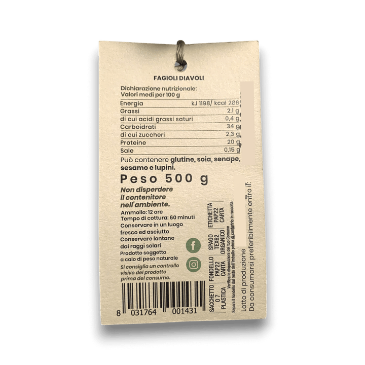 FAGIOLI DIAVOLI - UMBRIA - 500 gr - Etichetta 2
