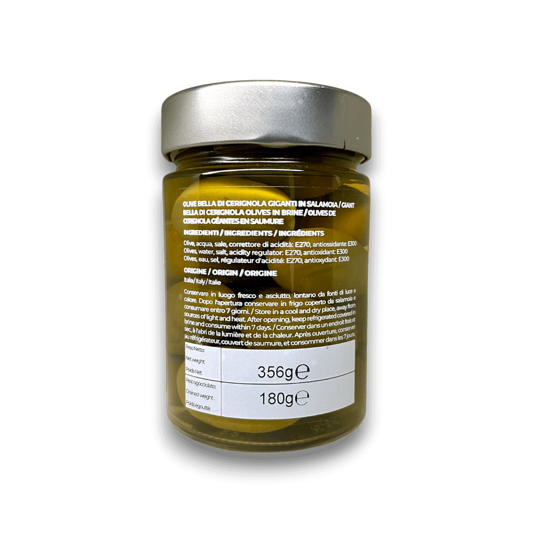 OLIVE BELLA DI CERIGNOLA GIGANTI - 314 ml - Etichetta 1