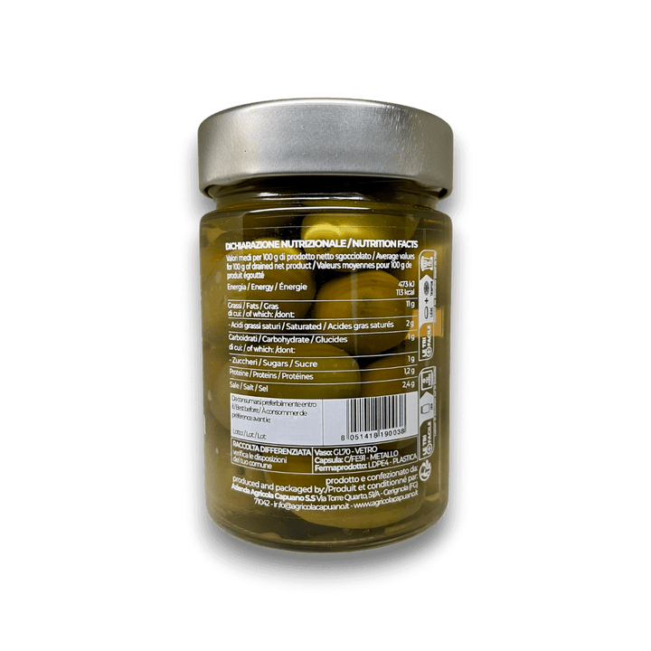 OLIVE BELLA DI CERIGNOLA GIGANTI - 314 ml - Etichetta 2