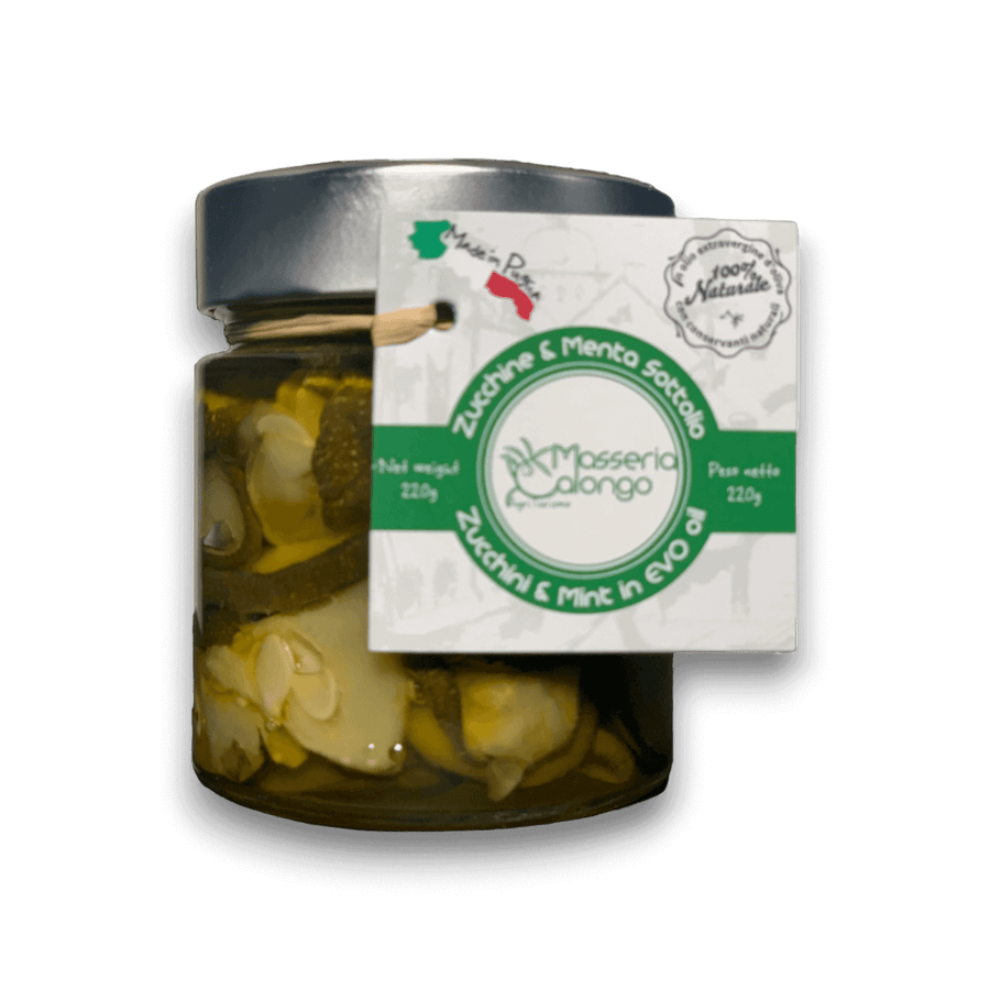 ZUCCHINE E MENTA - IN OLIO EXTRA VERGINE DI OLIVA - 220 g - Vaso