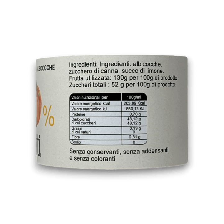 CONFETTURA EXTRA ALLE ALBICOCCHE (130%) - 250 g - Etichetta