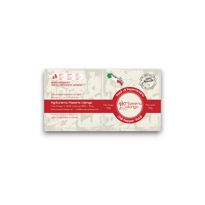 PATÉ DI PEPERONCINO PICCANTE - 100 g - Etichetta
