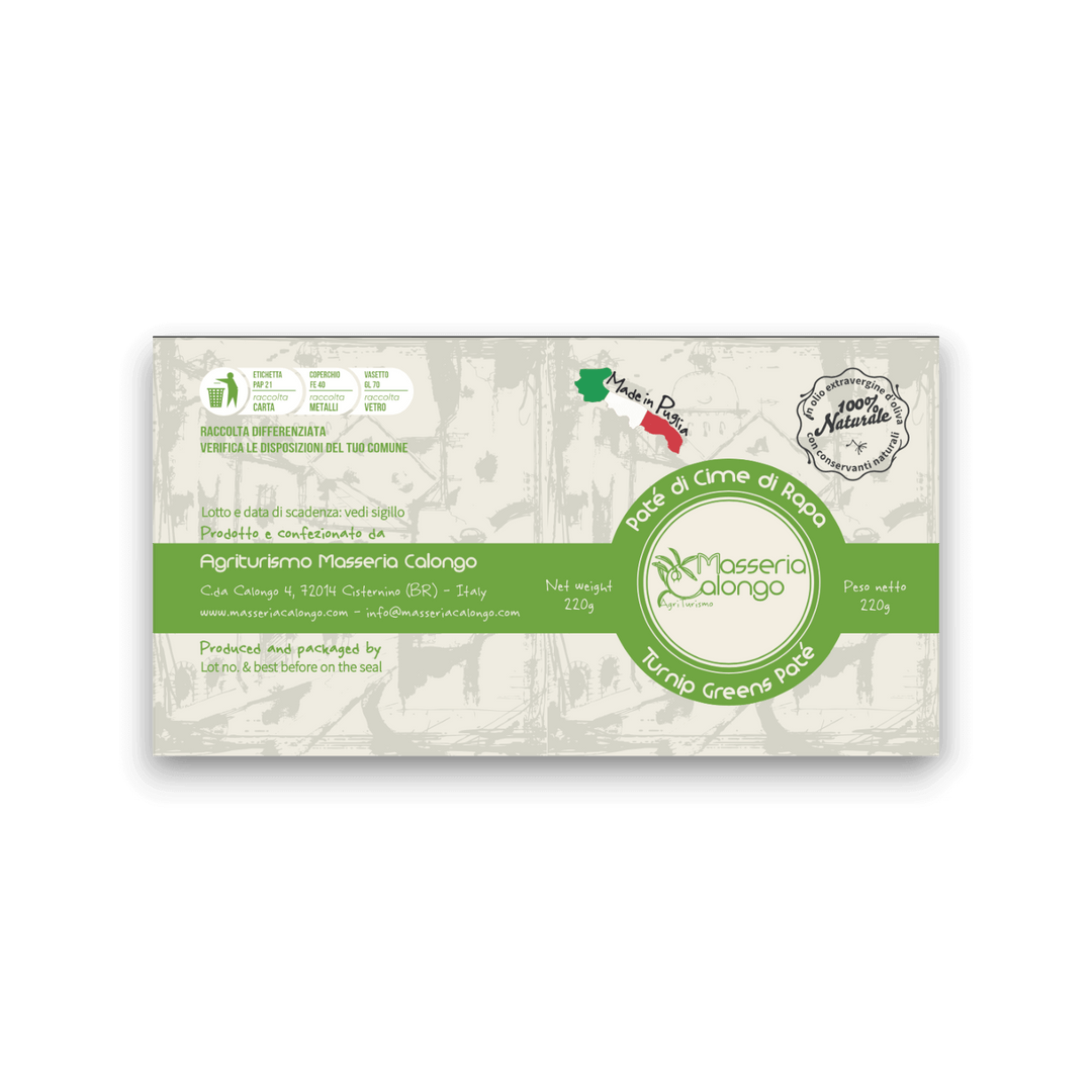 PATÈ DI CIMA DI RAPA PUGLIESE - 220 g - Etichetta