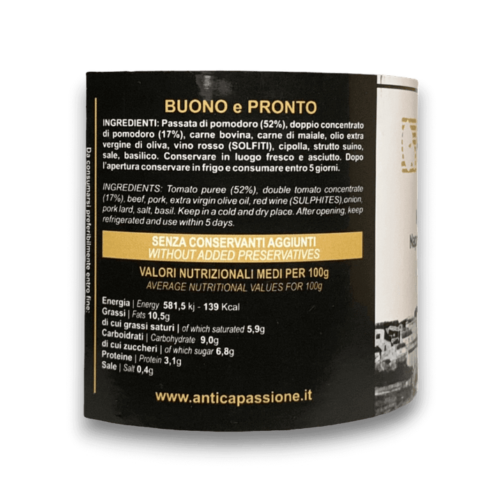 RAGÙ NAPOLETANO ARTIGIANALE - 300 g - Etichetta 1