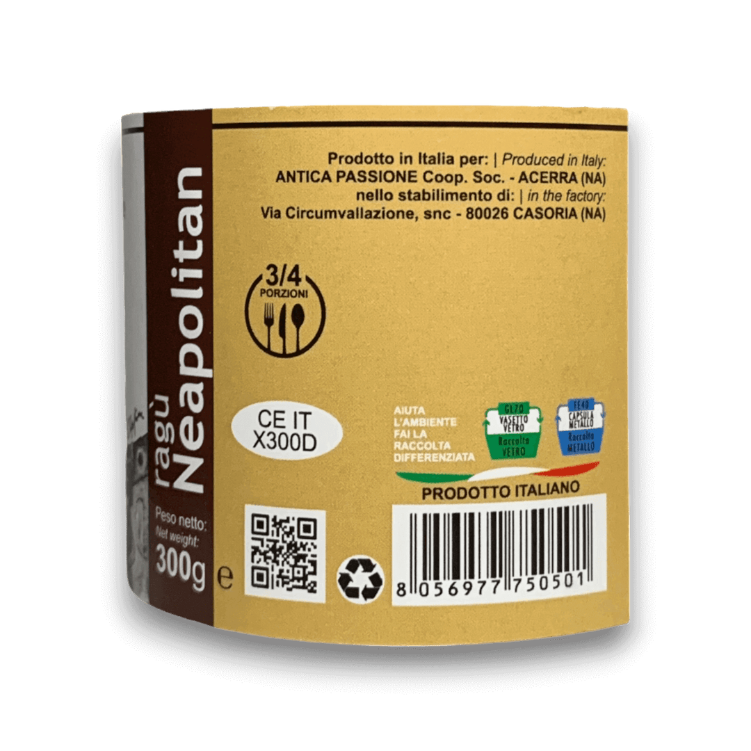 RAGÙ NAPOLETANO ARTIGIANALE - 300 g - Etichetta 2