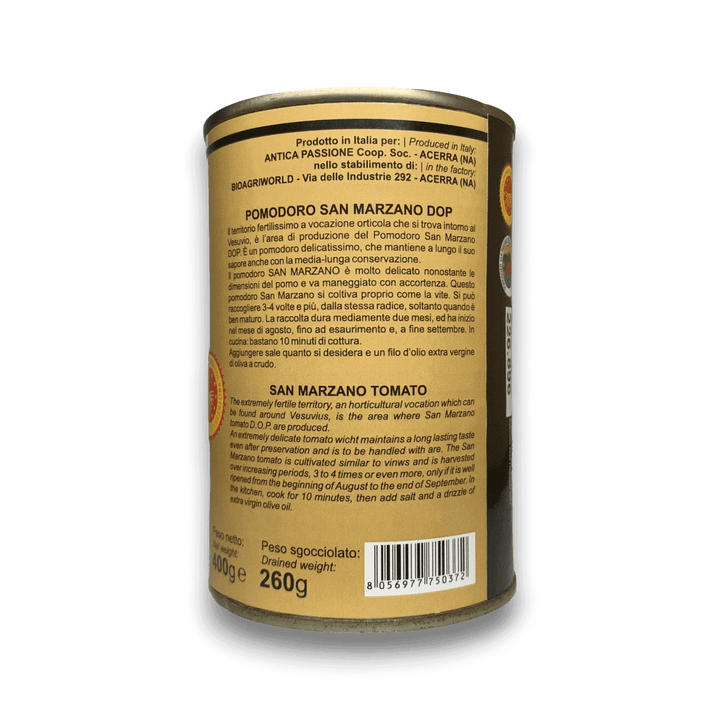 POMODORI SAN MARZANO DOP PELATI - 400 g - Etichetta 2