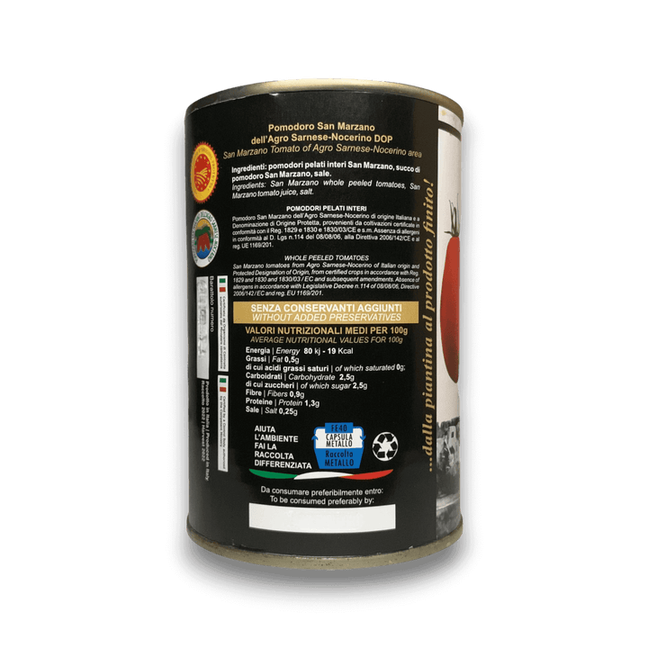 POMODORI SAN MARZANO DOP PELATI - 400 g - Etichetta 1