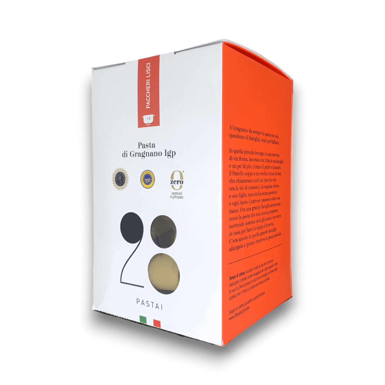 PACCHERI LISCI DI GRAGNANO IGP - 500 g - Confezione