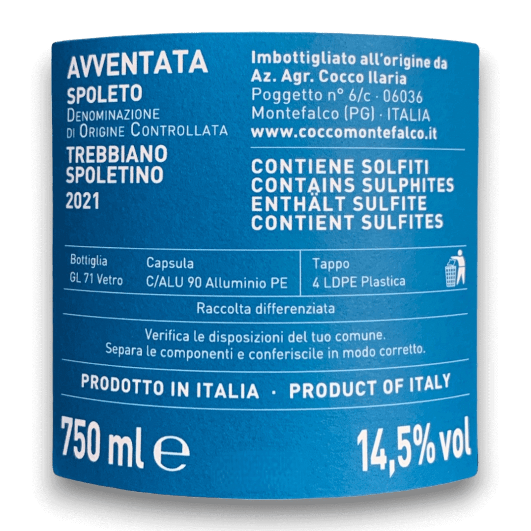 SPOLETO DOC TREBBIANO SPOLETINO - AVVENTATA - 2021 - 750 ml