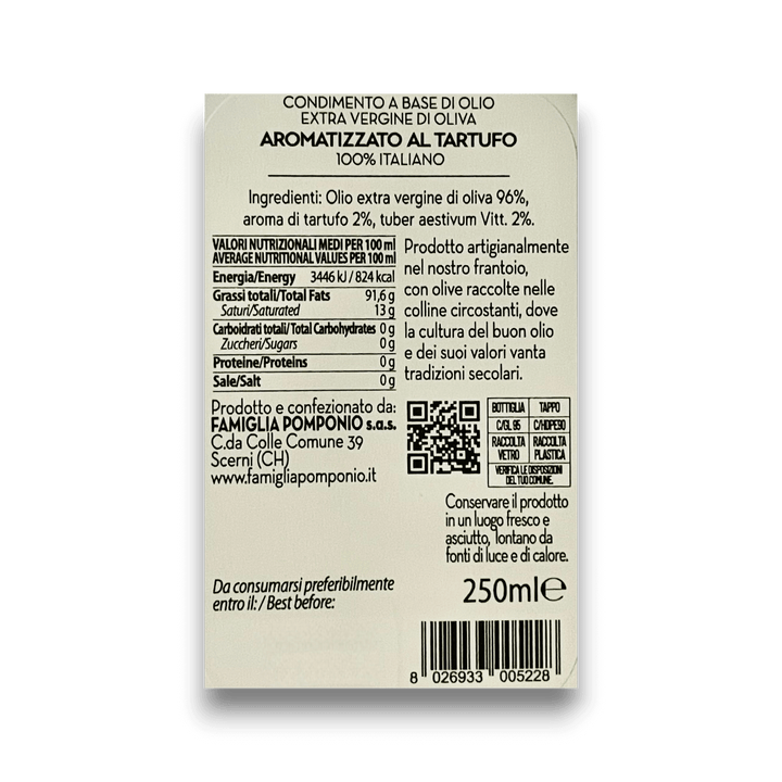 Condimento a base di Olio EVO e Tartufo - 250 ml