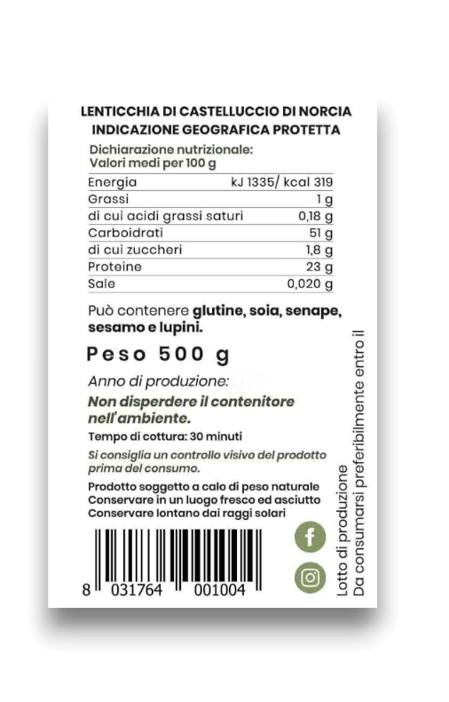 Lenticchia di Castelluccio di Norcia IGP - 500 gr