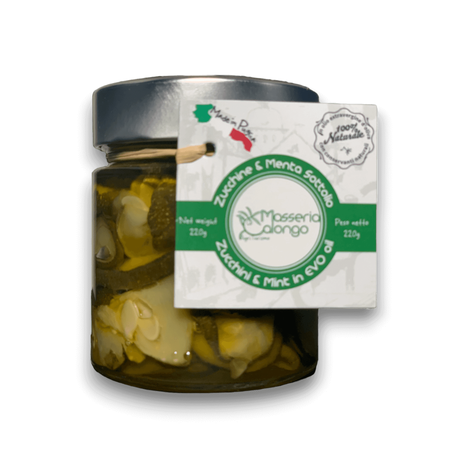ZUCCHINE E MENTA - IN OLIO EXTRA VERGINE DI OLIVA - 220 g - Vaso
