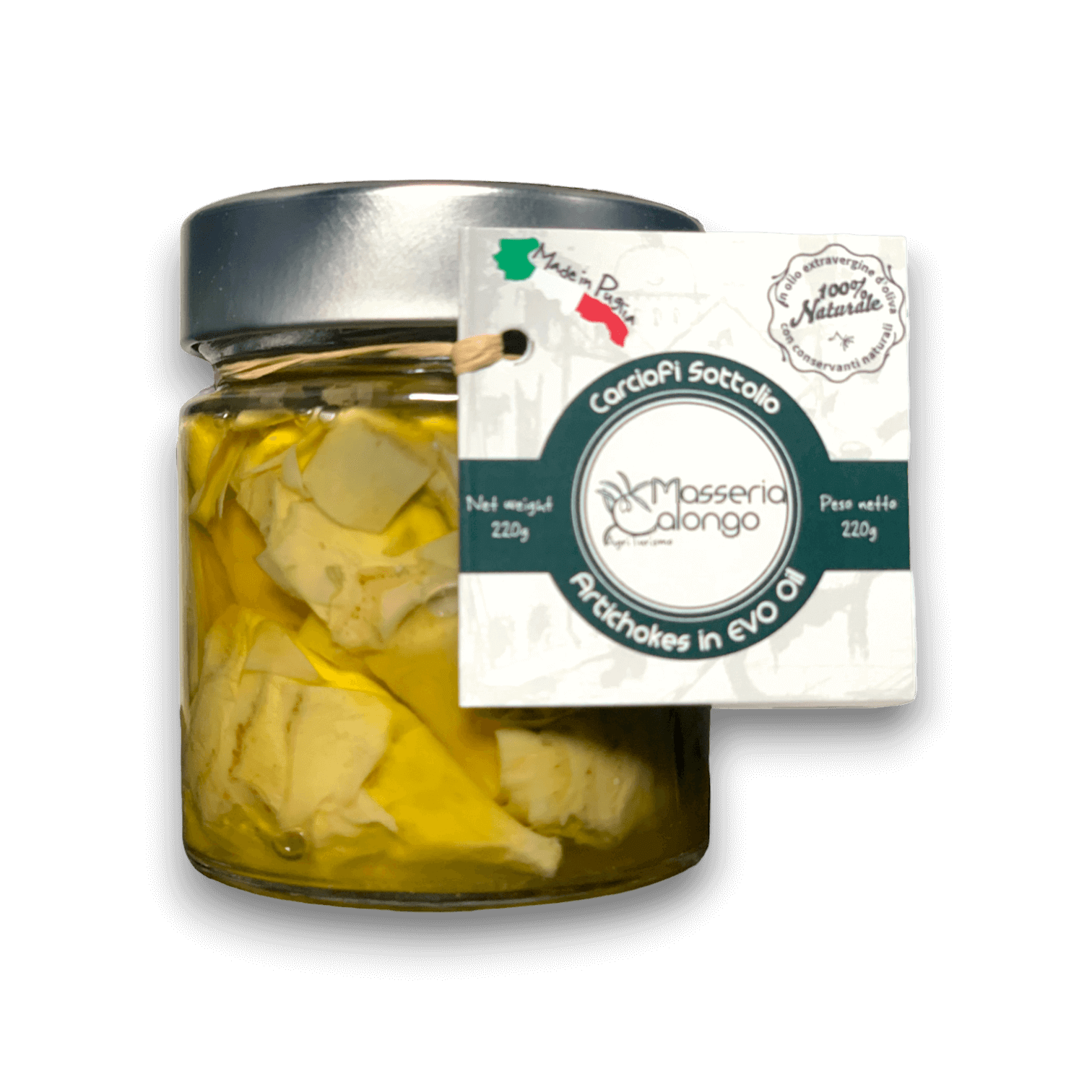 CARCIOFI A SPICCHI - IN OLIO EXTRA VERGINE DI OLIVA - 220 g - Vaso