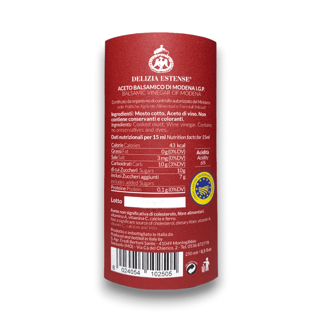 ACETO BALSAMICO DI MODENA IGP - ETICHETTA ROSSA - 250 ml