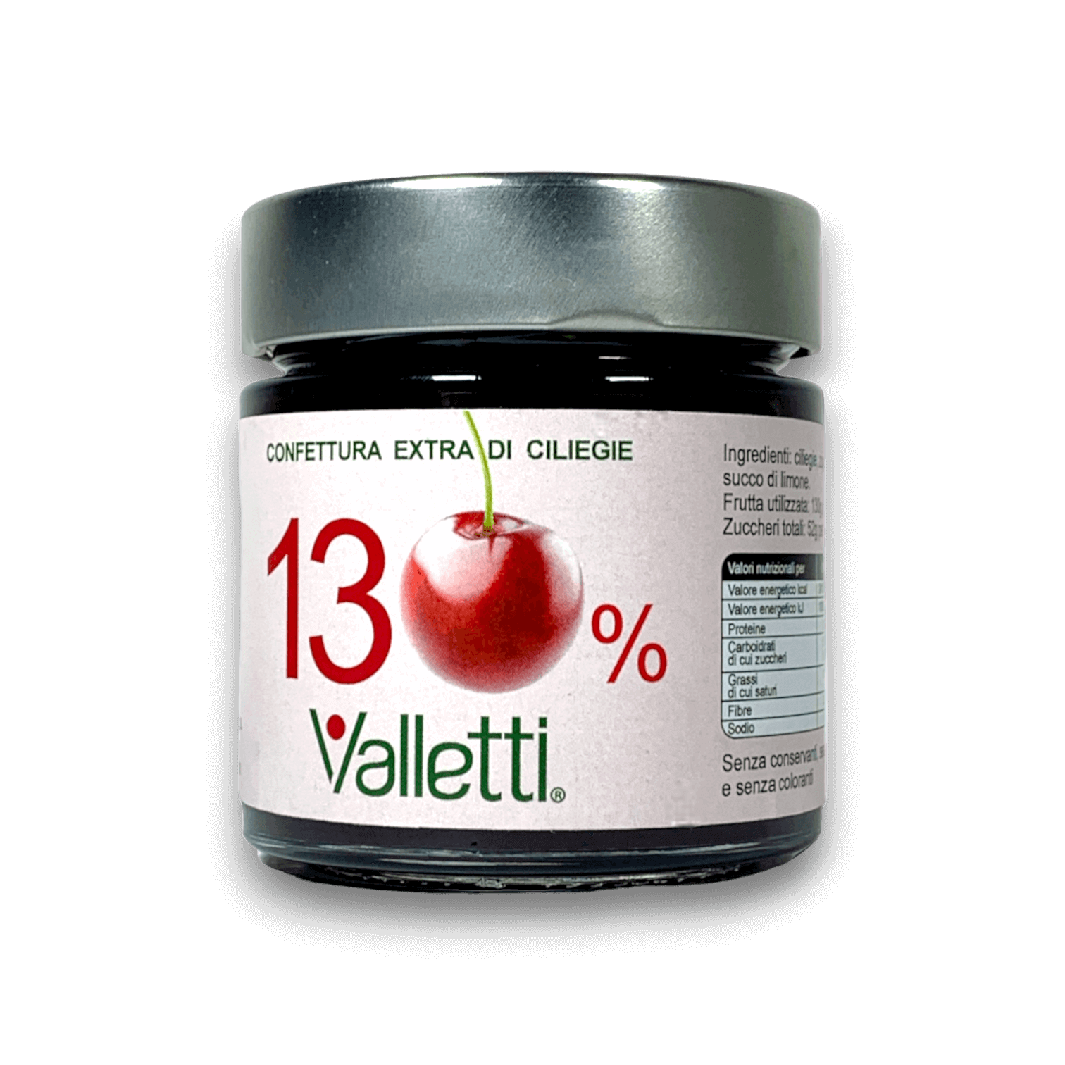 CONFETTURA EXTRA ALLE CILIEGIE (130%) - 250 g - Vaso